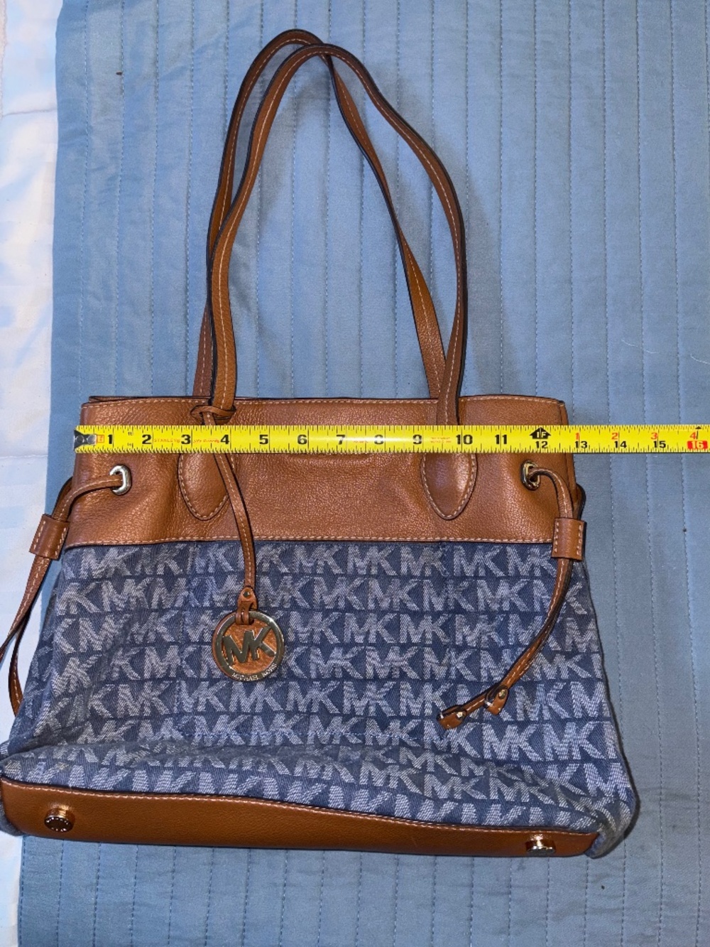 Michael Kors Marina Leather/Denim MK Logo bag - Picture 10 of 12